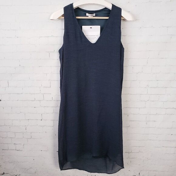 Helmut Lang Dress Size S Deep Teal Blue Green Shift Lined Designer - Picture 1 of 8